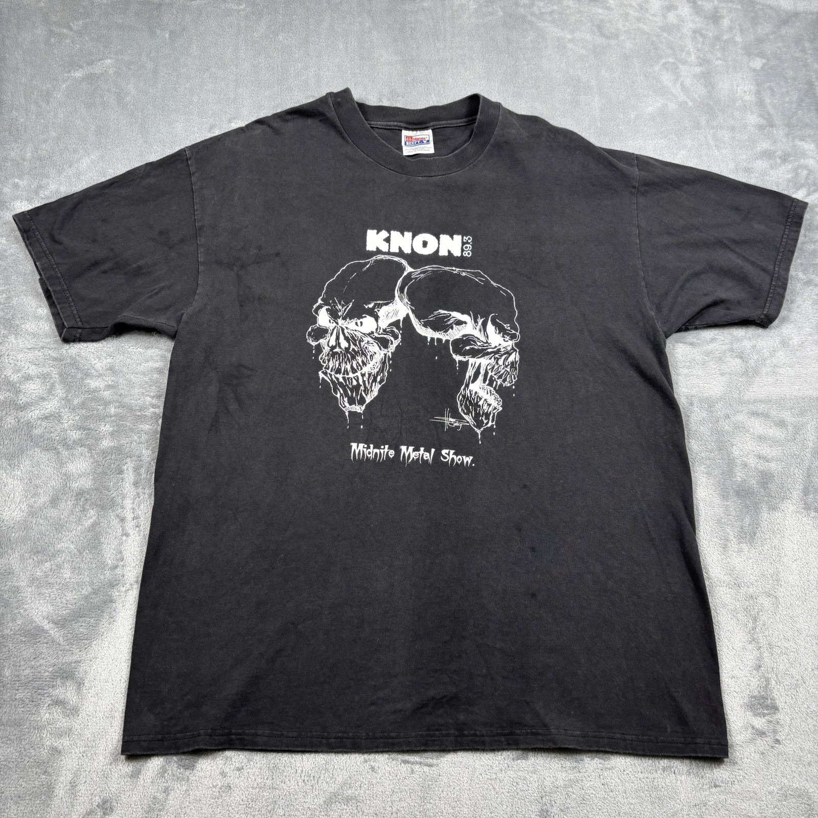 Vintage Knon 893 Fm Radio Promotional Midnite Metal Show Mens Size Xl